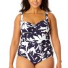 Women Anne Cole | Women'S Retro Twist Front Shirred One Piece Swimsuit