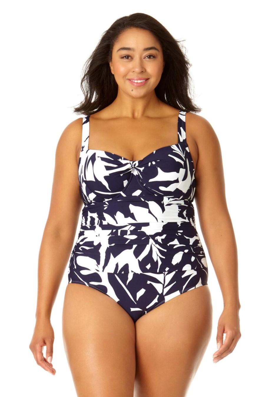 Women Anne Cole | Women'S Retro Twist Front Shirred One Piece Swimsuit