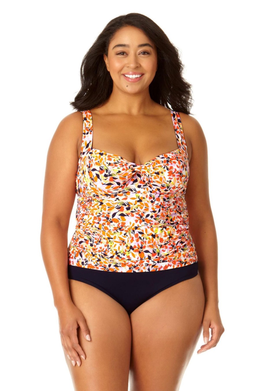 Women Anne Cole | Women'S Retro Twist Front Underwire Tankini Swim Top