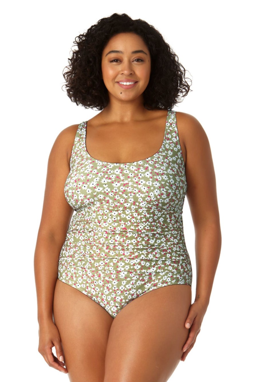 Women Anne Cole | Women'S Scoop Neck Shirred One Piece Swimsuit