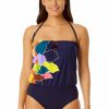 Women Anne Cole | Women'S Strapless Blouson Keyhole One Piece Swimsuit