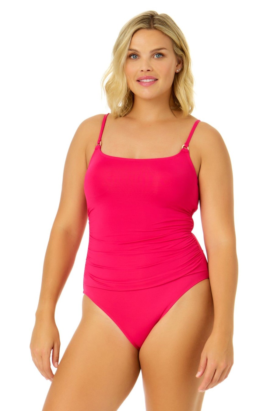 Women Anne Cole | Women'S Live In Color Shirred Lingerie Maillot One Piece