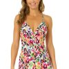 Women Anne Cole | Women'S Sun Blossom Swim Dress With Skirted Bottom