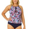 Women Anne Cole | Women'S Meadow Bouquet Cut-Out Boat Neck Tankini Swim Top