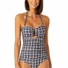 Women Anne Cole | Women'S Strapless Bandeau Keyhole Shirred One Piece Swimsuit