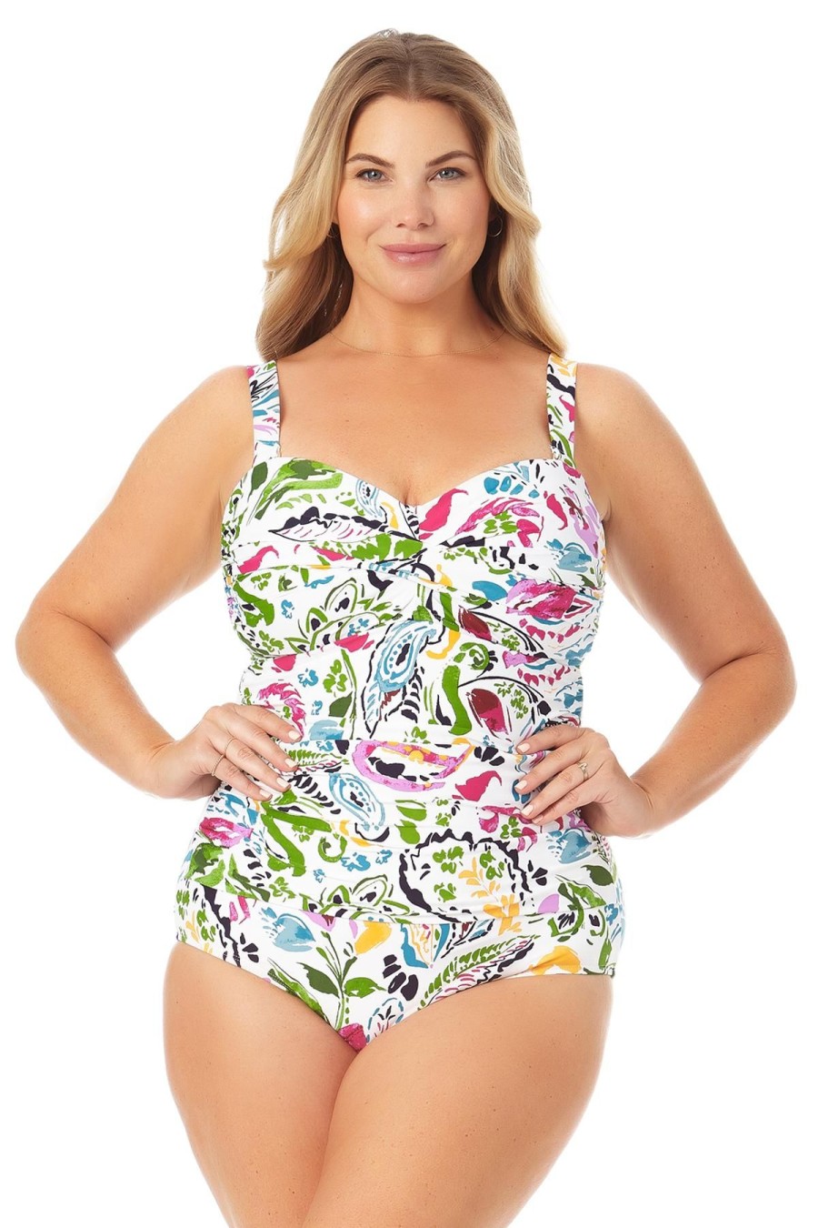 Women Anne Cole | Twist Front Shirred One Piece Swimsuit