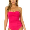 Women Anne Cole | Women'S Live In Color Twist Front Shirred One Piece Swimsuit