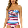 Women Anne Cole | Women'S Easy Breezy Stripe Twist Front Shirred One Piece Swimsuit