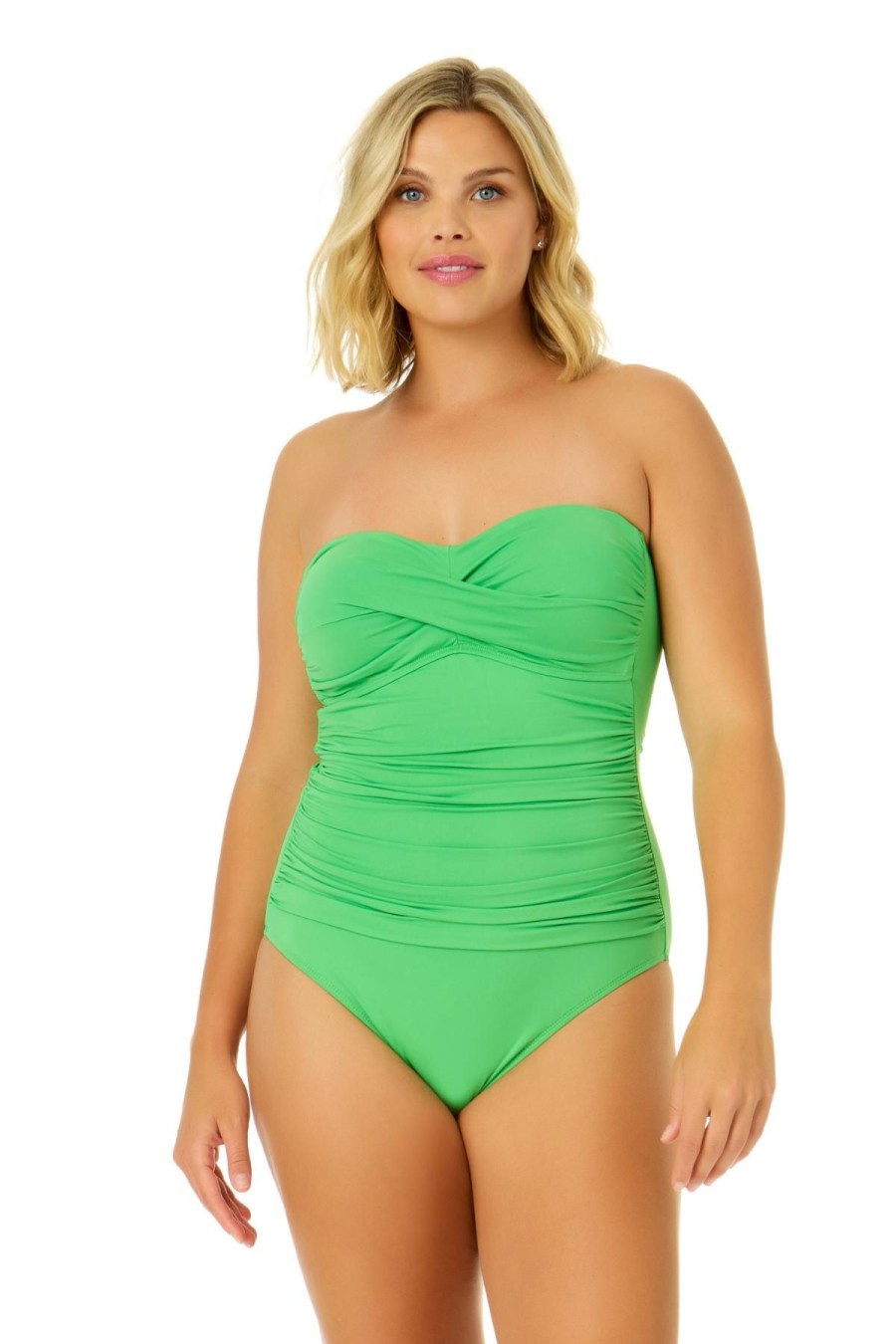 Women Anne Cole | Women'S Live In Color Twist Front Shirred One Piece Swimsuit