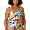 Women Anne Cole | Women'S Belted Square Neck One Piece Swimsuit