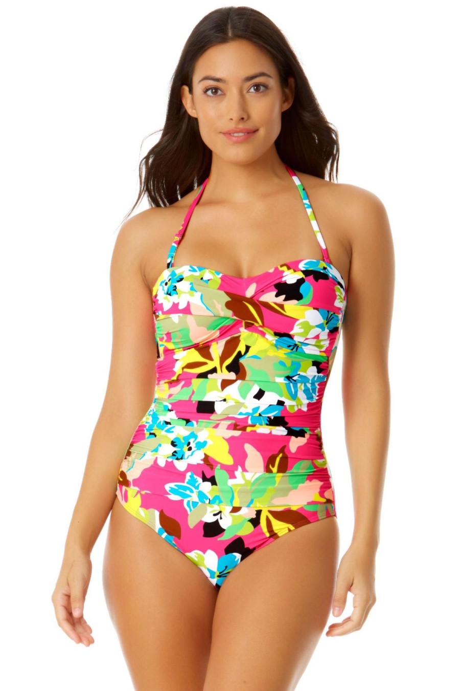 Women Anne Cole | Women'S Twist Front Shirred One Piece Swimsuit