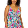 Women Anne Cole | Women'S Plus Size Amalfi Floral Swim Dress With Skirted Bottom