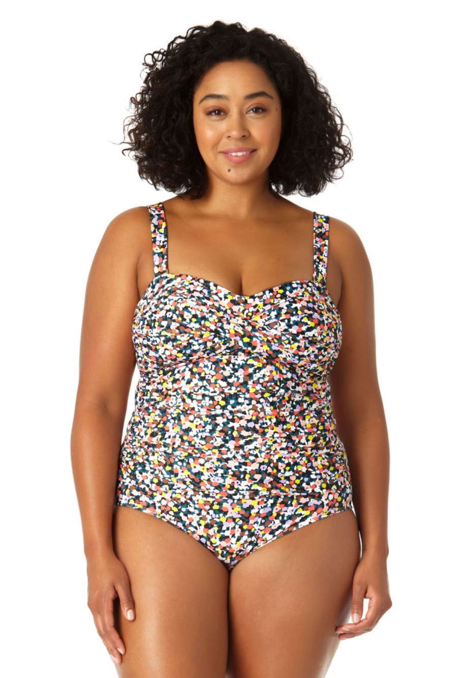 Women Anne Cole | Women'S Twist Front Shirred One Piece Swimsuit