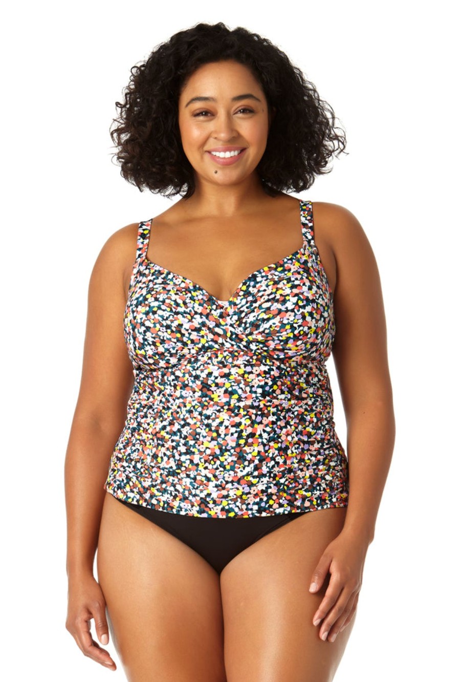 Women Anne Cole | Women'S Twist Front Underwire Tankini Swim Top