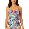 Women Anne Cole | Women'S Amalfi Floral Twist Front Shirred One Piece Swimsuit