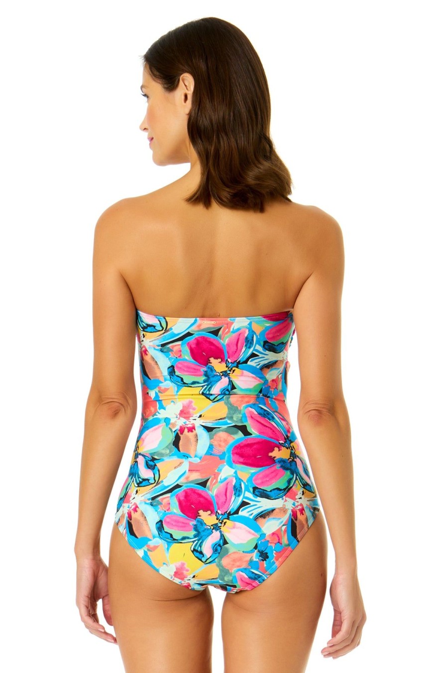 Women Anne Cole | Women'S Amalfi Floral Twist Front Shirred One Piece Swimsuit