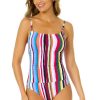 Women Anne Cole | Women'S Easy Breezy Stripe Shirred Lingerie Maillot One Piece Swimsuit